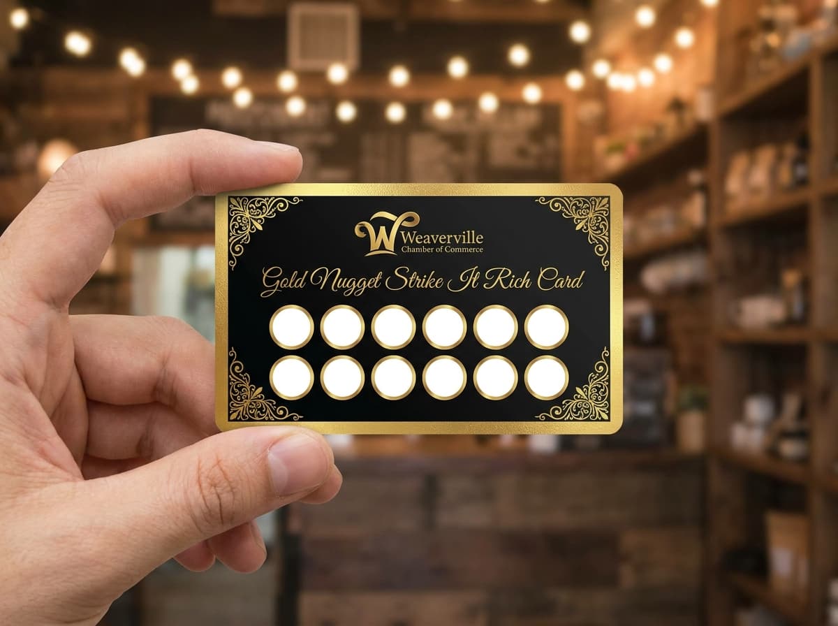 Gold Nugget card held in hand